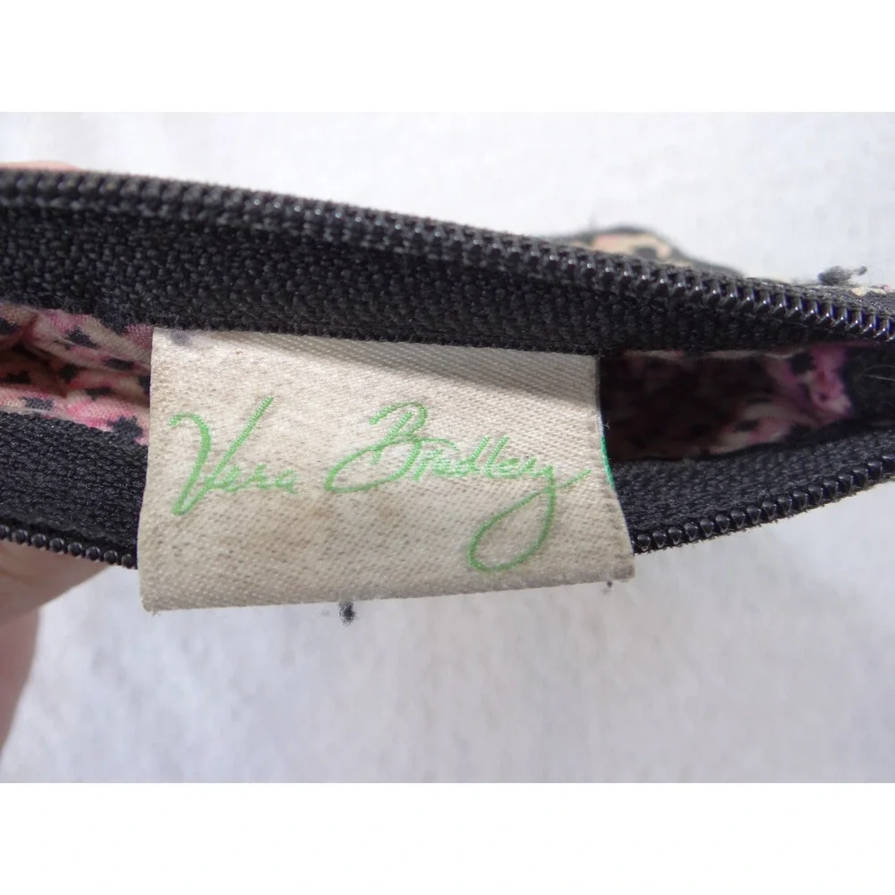 Vera Bradley Elephant Paisley Quilted Cotton Zip Coin Purse Pouch Black Pink - Picture 3 of 3